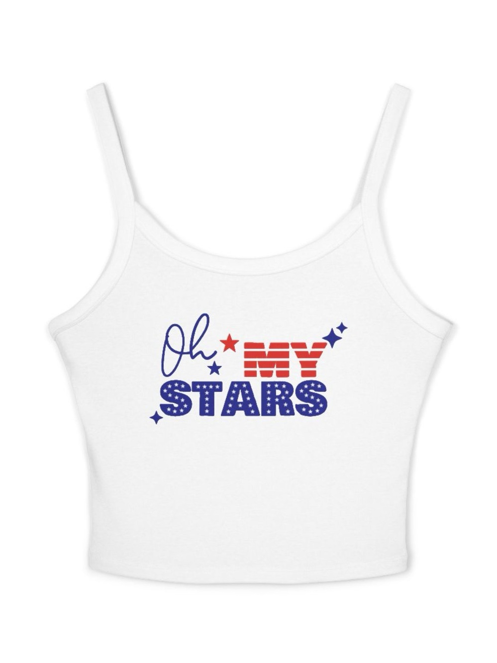 White 'Oh My Stars' Graphic Cropped Tank Top
